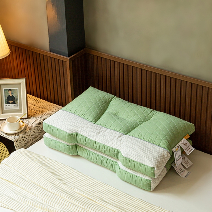 91家纺网 家纺一手货源 找家纺 多点家居 2022新款天然荞麦护颈枕 松石绿