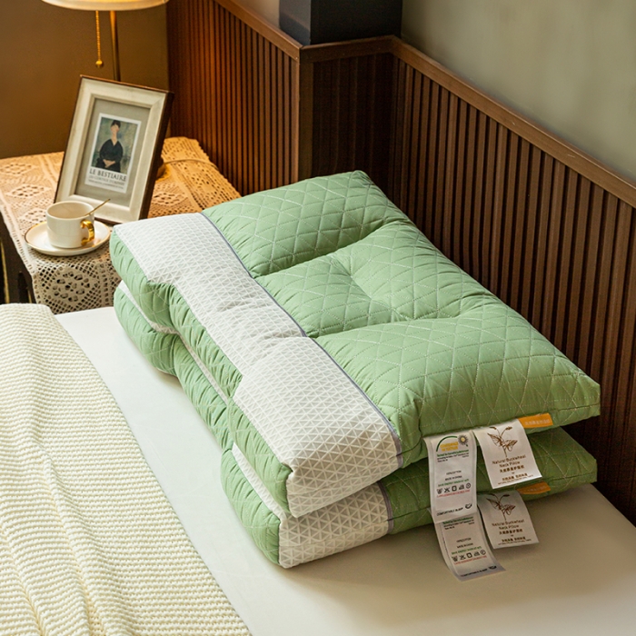 91家纺网 家纺一手货源 找家纺 多点家居 2022新款天然荞麦护颈枕 松石绿