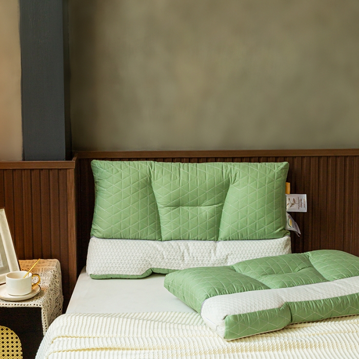 91家纺网 家纺一手货源 找家纺 多点家居 2022新款天然荞麦护颈枕 松石绿