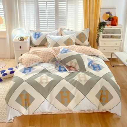 91家纺网 家纺一手货源 找家纺 艾橙 秋冬新款140g植物羊绒磨毛四件套系列 弗利加