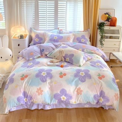 91家纺网 家纺一手货源 找家纺 艾橙2022秋冬新款140g植物羊绒磨毛四件套系列 蜜恋花