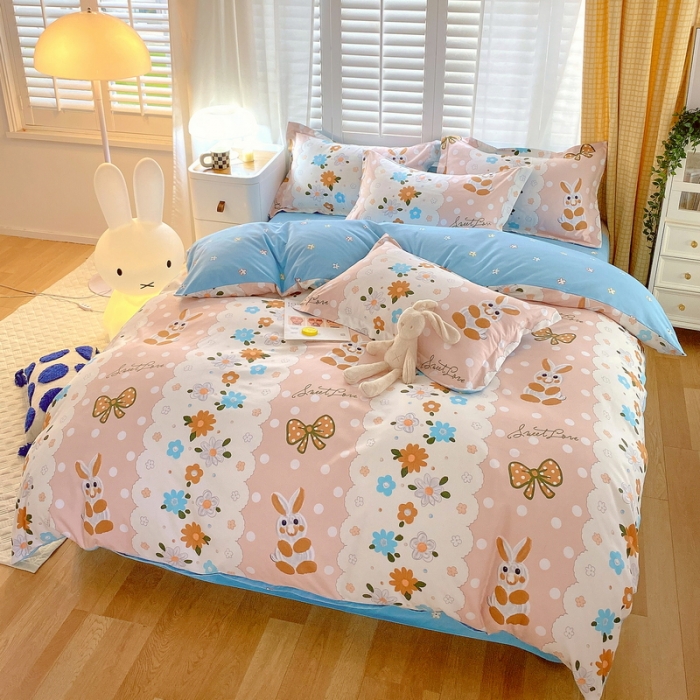 91家纺网 家纺一手货源 找家纺 艾橙 秋冬新款140g植物羊绒磨毛四件套系列 艾米丽