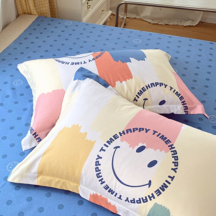 91家纺网 家纺一手货源 找家纺 艾橙 秋冬新款140g植物羊绒磨毛四件套系列 缤纷笑脸