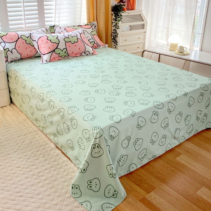 91家纺网 家纺一手货源 找家纺 艾橙 2022秋冬新款140g植物羊绒磨毛四件套系列 草莓兔