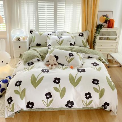 艾橙 秋冬新款140g植物羊绒磨毛四件套系列 春风十里