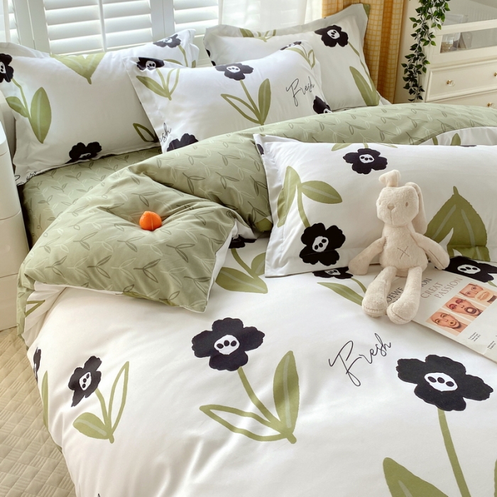 91家纺网 家纺一手货源 找家纺 艾橙 秋冬新款140g植物羊绒磨毛四件套系列 春风十里