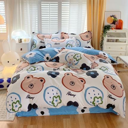 艾橙 秋冬新款140g植物羊绒磨毛四件套系列 呆萌熊