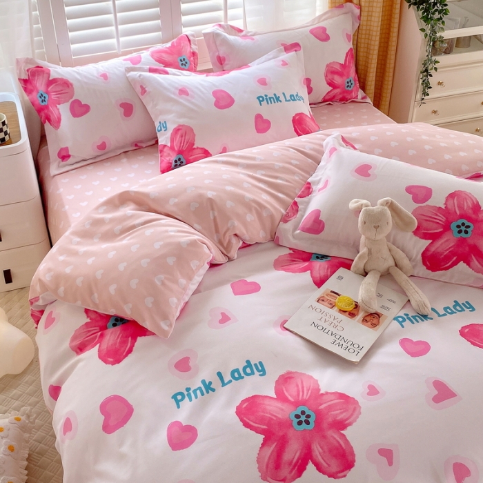 91家纺网 家纺一手货源 找家纺 艾橙2022秋冬新款140g植物羊绒磨毛四件套系列 花舞爱恋