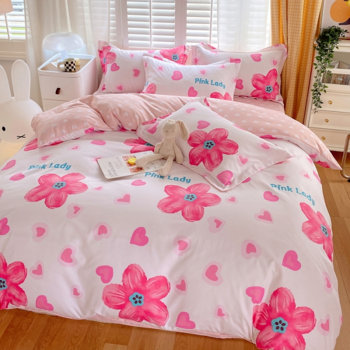 91家纺网 家纺一手货源 找家纺 艾橙2022秋冬新款140g植物羊绒磨毛四件套系列 花舞爱恋