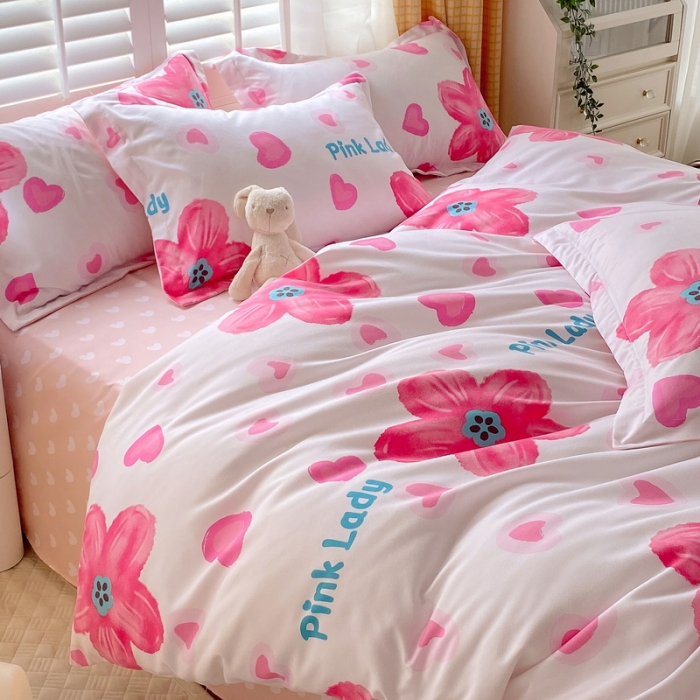 91家纺网 家纺一手货源 找家纺 艾橙2022秋冬新款140g植物羊绒磨毛四件套系列 花舞爱恋