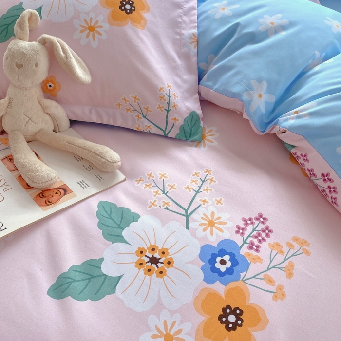 91家纺网 家纺一手货源 找家纺 艾橙 秋冬新款140g植物羊绒磨毛四件套系列 花香满园