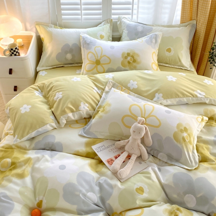 91家纺网 家纺一手货源 找家纺 艾橙2022秋冬新款140g植物羊绒磨毛四件套系列 静待花开