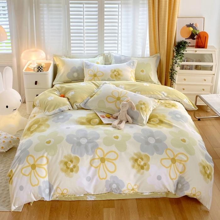 91家纺网 家纺一手货源 找家纺 艾橙2022秋冬新款140g植物羊绒磨毛四件套系列 静待花开