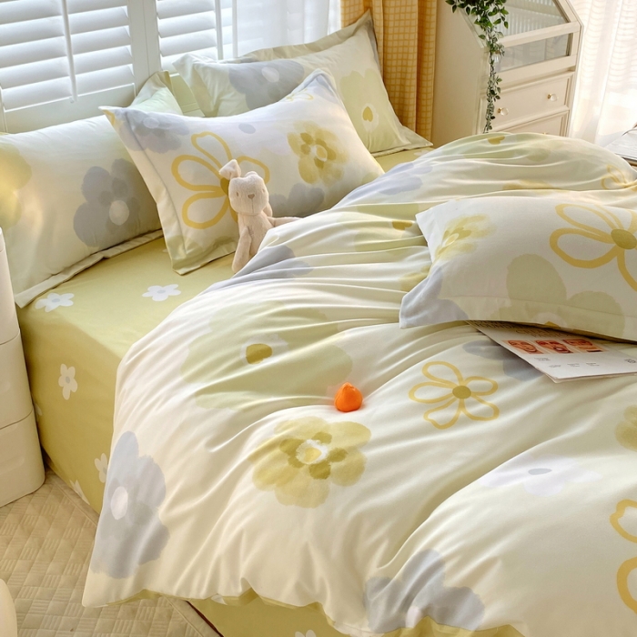 91家纺网 家纺一手货源 找家纺 艾橙2022秋冬新款140g植物羊绒磨毛四件套系列 静待花开