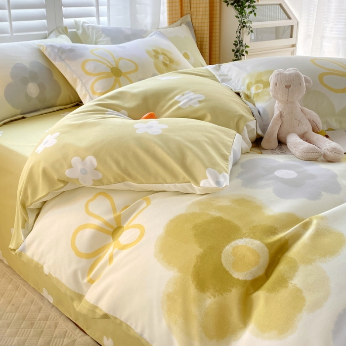 91家纺网 家纺一手货源 找家纺 艾橙2022秋冬新款140g植物羊绒磨毛四件套系列 静待花开