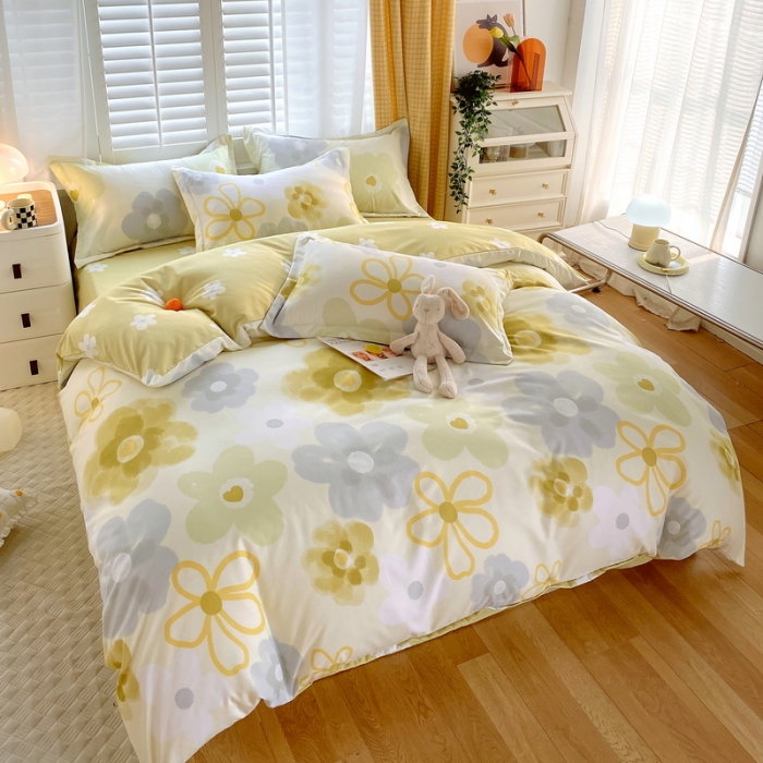 91家纺网 家纺一手货源 找家纺 艾橙2022秋冬新款140g植物羊绒磨毛四件套系列 静待花开