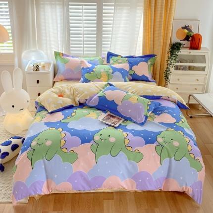 艾橙 秋冬新款140g植物羊绒磨毛四件套系列 可爱恐龙