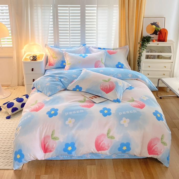 91家纺网 家纺一手货源 找家纺 艾橙 秋冬新款140g植物羊绒磨毛四件套系列 美人季桃