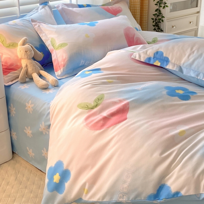 91家纺网 家纺一手货源 找家纺 艾橙 秋冬新款140g植物羊绒磨毛四件套系列 美人季桃