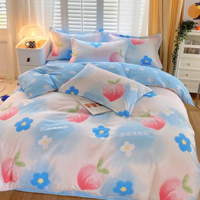 91家纺网 家纺一手货源 找家纺 艾橙 秋冬新款140g植物羊绒磨毛四件套系列 美人季桃