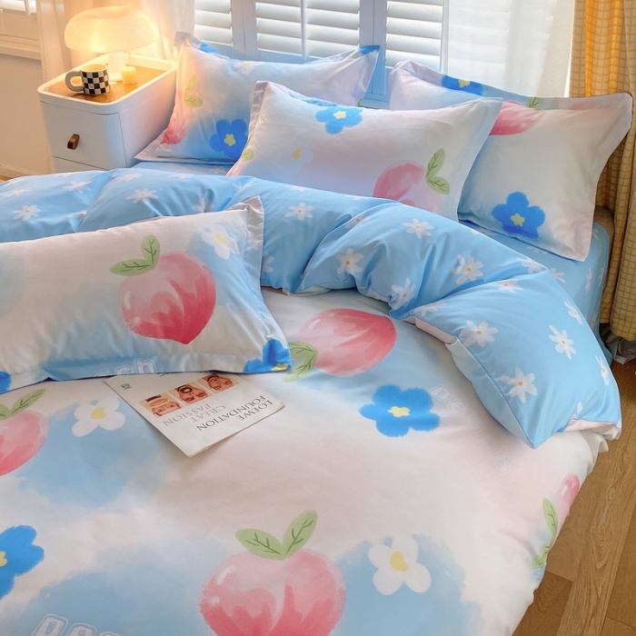 91家纺网 家纺一手货源 找家纺 艾橙 秋冬新款140g植物羊绒磨毛四件套系列 美人季桃