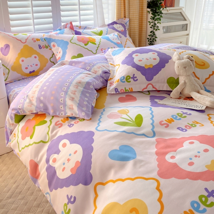 91家纺网 家纺一手货源 找家纺 艾橙 秋冬新款140g植物羊绒磨毛四件套系列 萌宠派对