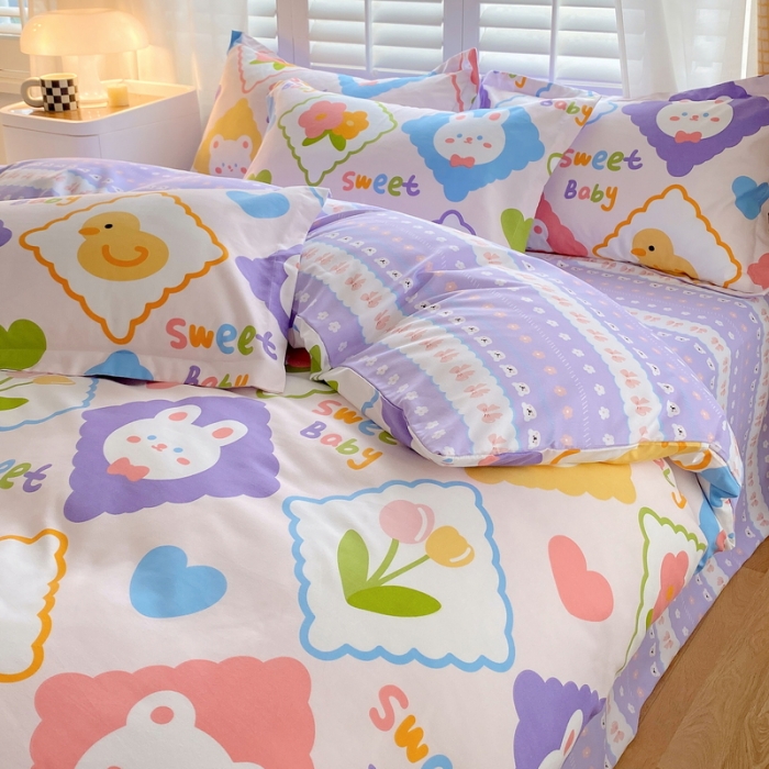 91家纺网 家纺一手货源 找家纺 艾橙 秋冬新款140g植物羊绒磨毛四件套系列 萌宠派对