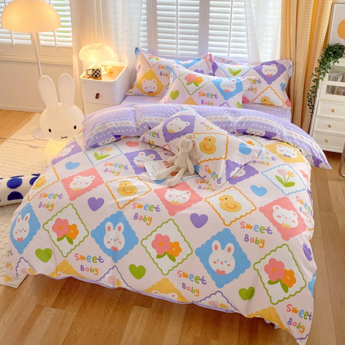 91家纺网 家纺一手货源 找家纺 艾橙 秋冬新款140g植物羊绒磨毛四件套系列 萌宠派对