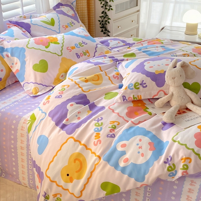 91家纺网 家纺一手货源 找家纺 艾橙 秋冬新款140g植物羊绒磨毛四件套系列 萌宠派对