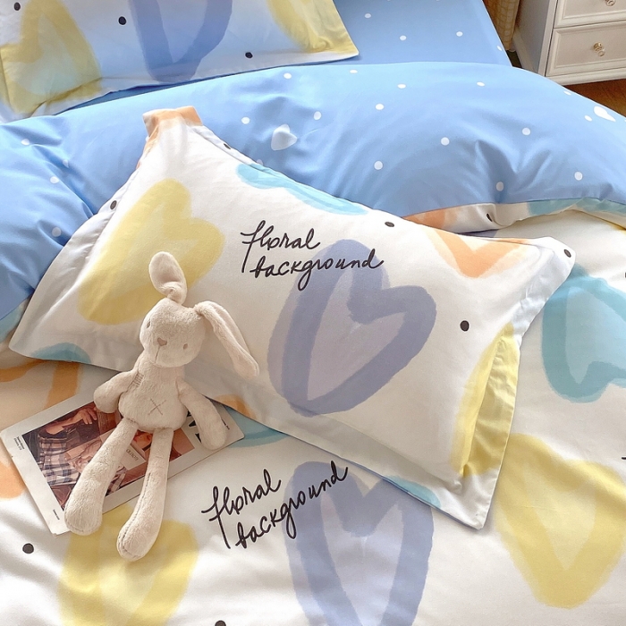 91家纺网 家纺一手货源 找家纺 艾橙 秋冬新款140g植物羊绒磨毛四件套系列 梦幻爱心