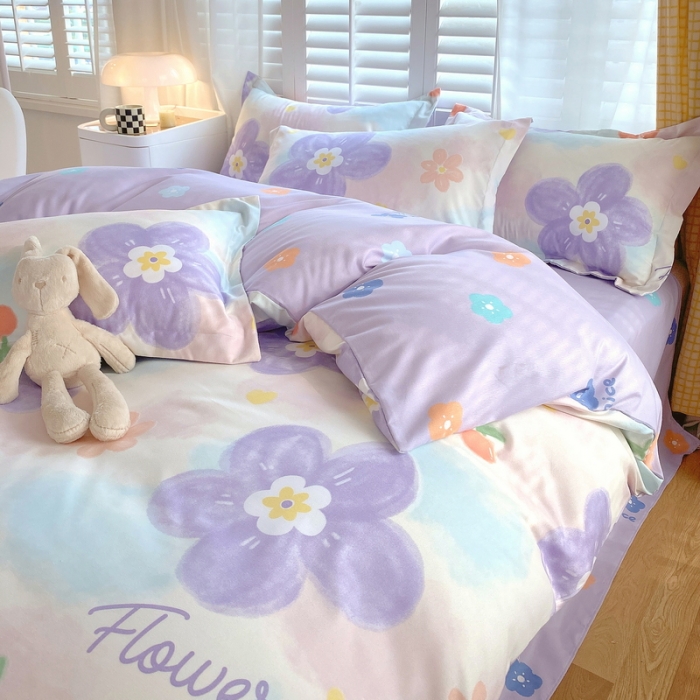 91家纺网 家纺一手货源 找家纺 艾橙2022秋冬新款140g植物羊绒磨毛四件套系列 蜜恋花