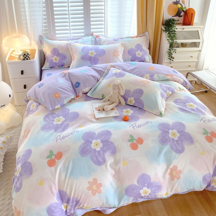 91家纺网 家纺一手货源 找家纺 艾橙2022秋冬新款140g植物羊绒磨毛四件套系列 蜜恋花