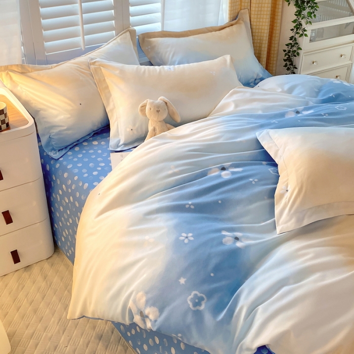 91家纺网 家纺一手货源 找家纺 艾橙 秋冬新款140g植物羊绒磨毛四件套系列 清韵花香