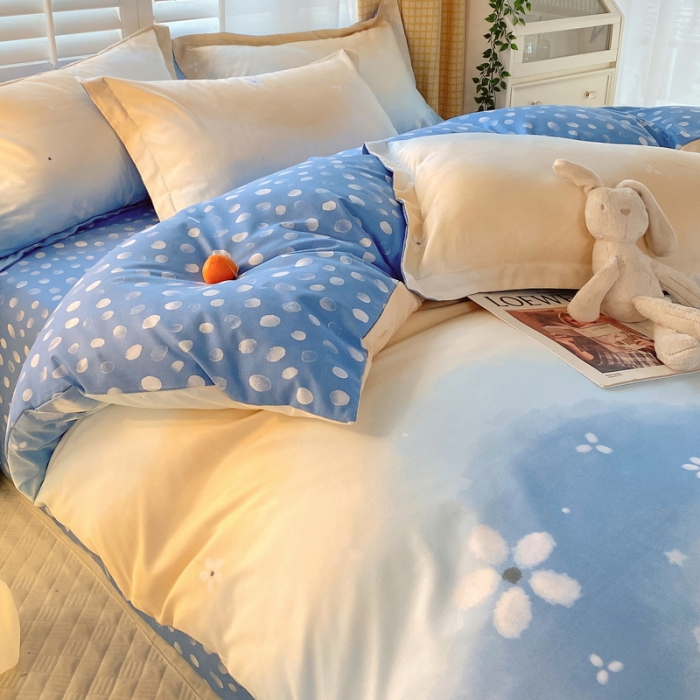 91家纺网 家纺一手货源 找家纺 艾橙 秋冬新款140g植物羊绒磨毛四件套系列 清韵花香