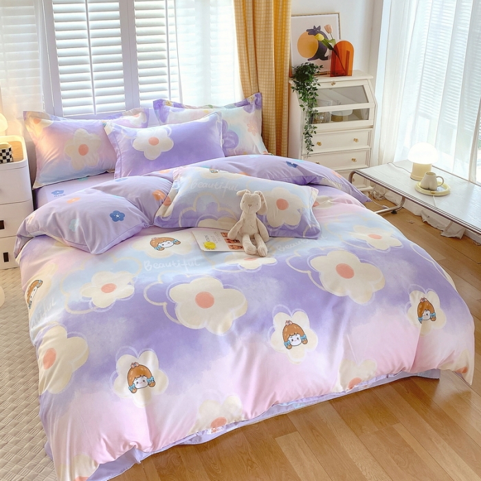 91家纺网 家纺一手货源 找家纺 艾橙 秋冬新款140g植物羊绒磨毛四件套系列 甜心女孩