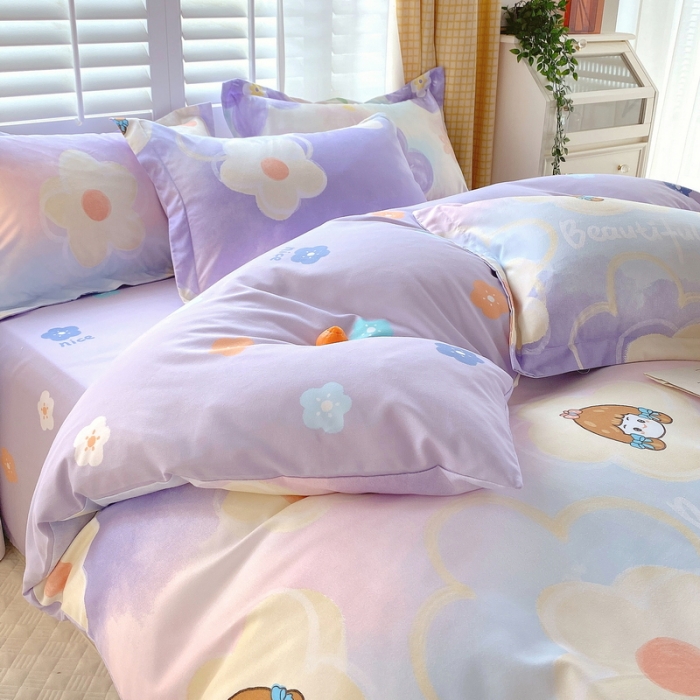 91家纺网 家纺一手货源 找家纺 艾橙 秋冬新款140g植物羊绒磨毛四件套系列 甜心女孩