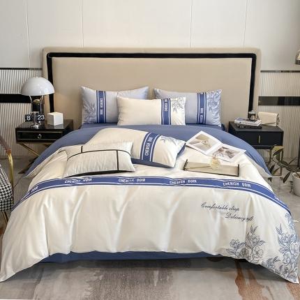 91家纺网 家纺一手货源 找家纺 （总）涵宸 2022新款加厚全棉刺绣四件套-香榭大道