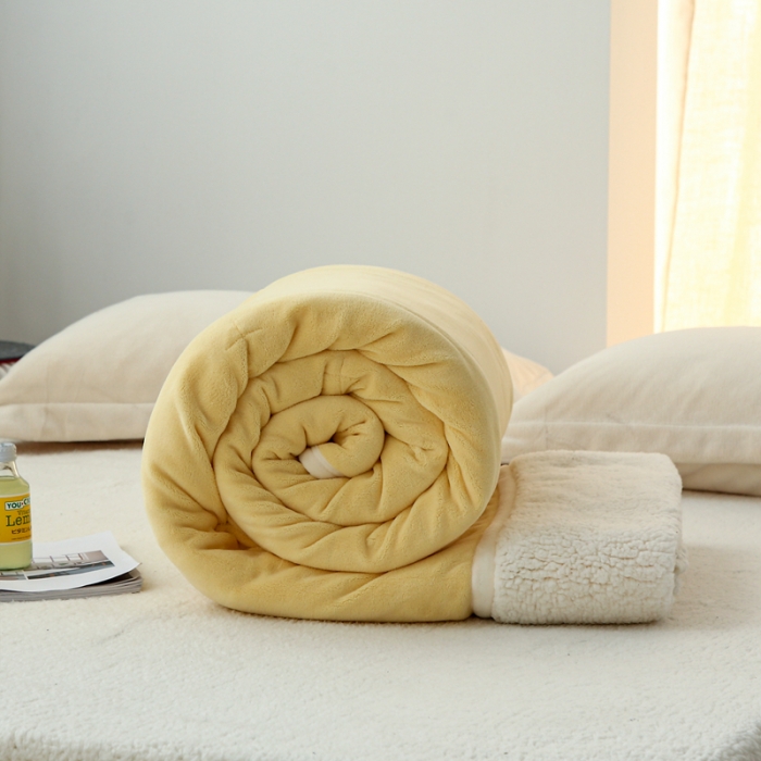 91家纺网 家纺一手货源 找家纺 总 安莱生活 秋冬新品高克重新品牛奶绒拼羊羔绒毛毯 图二