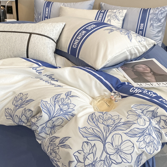 91家纺网 家纺一手货源 找家纺 （总）涵宸 2022新款加厚全棉刺绣四件套-香榭大道