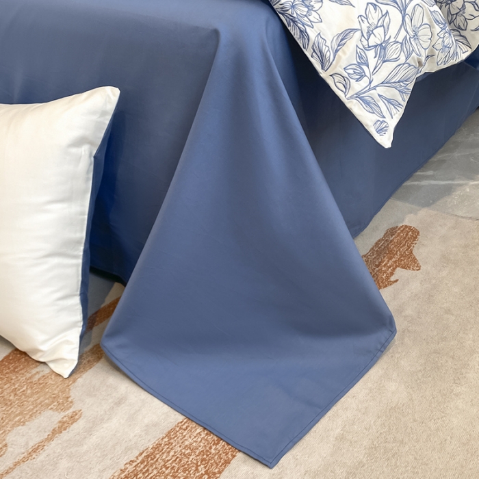 91家纺网 家纺一手货源 找家纺 涵宸 2022新款加厚全棉刺绣四件套-香榭大道 香榭大道-白拼蓝