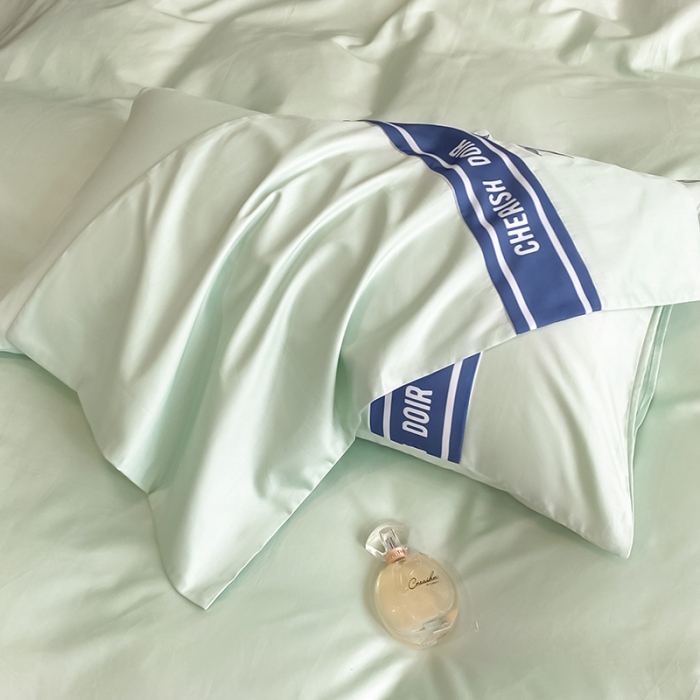 91家纺网 家纺一手货源 找家纺 涵宸 2022新款加厚全棉刺绣四件套-香榭大道 香榭大道-薄荷绿