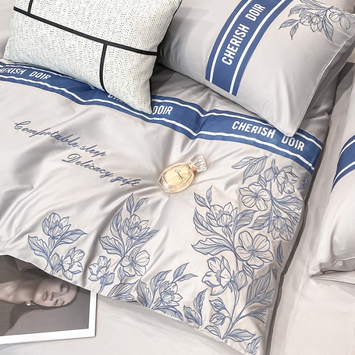 91家纺网 家纺一手货源 找家纺 涵宸 2022新款加厚全棉刺绣四件套-香榭大道 香榭大道-泥灰