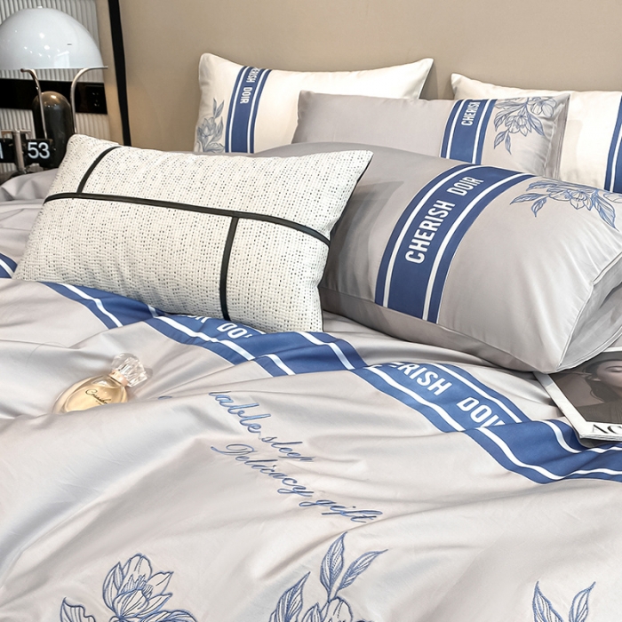 91家纺网 家纺一手货源 找家纺 涵宸 2022新款加厚全棉刺绣四件套-香榭大道 香榭大道-泥灰