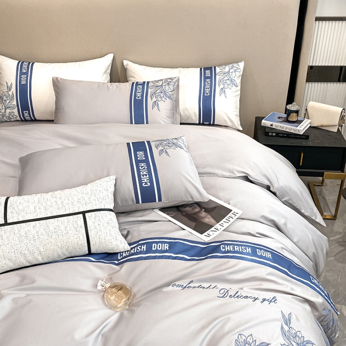 91家纺网 家纺一手货源 找家纺 涵宸 2022新款加厚全棉刺绣四件套-香榭大道 香榭大道-泥灰