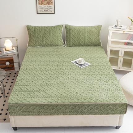 91家纺网 家纺一手货源 找家纺 （总）2025新款ins保暖塔芙绒牛奶绒纯色提花床笠三件套外贸支持订做