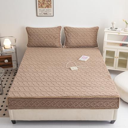 91家纺网 家纺一手货源 找家纺 （总）2025新款ins保暖塔芙绒牛奶绒纯色提花床笠三件套外贸支持订做