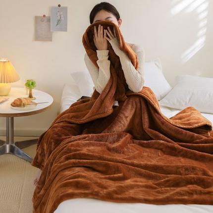 寐眠 2022新款法莱绒毛毯 焦糖
