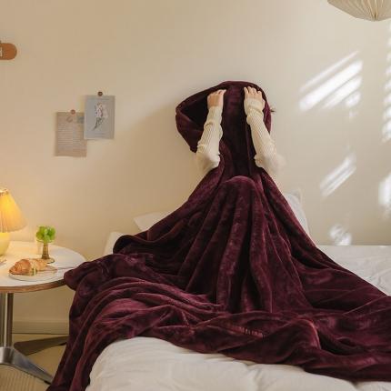 寐眠 2022新款法莱绒毛毯 酒红