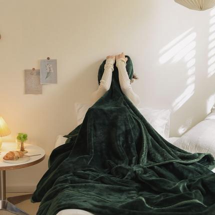寐眠 2022新款法莱绒毛毯 墨绿