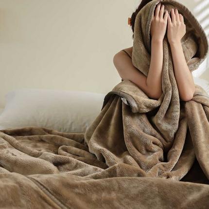 寐眠 2022新款法莱绒毛毯 浅咖